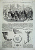 Original Old Antique Print 1863 Royal Marriage Bridegroom Altar Bouquet Her