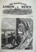 Old Antique Print 1863 Hoisting Royal Standard Flag Windsor Castle Wales 19th