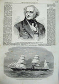 Old Antique Print 1863 Daniel Harvey City Police China Ship John Bright 19th