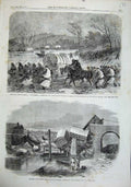 Old Antique Print 1863 Civil War America Potomac Indian Railway Accident 19th
