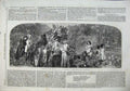 Old Antique Print 1863 Women Children Flower Hops Gathering Robinson Art 19th