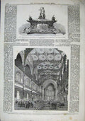 Old Antique Print 1863 Garrison Chapel Woolwich Casket Fishmongers Free 19th