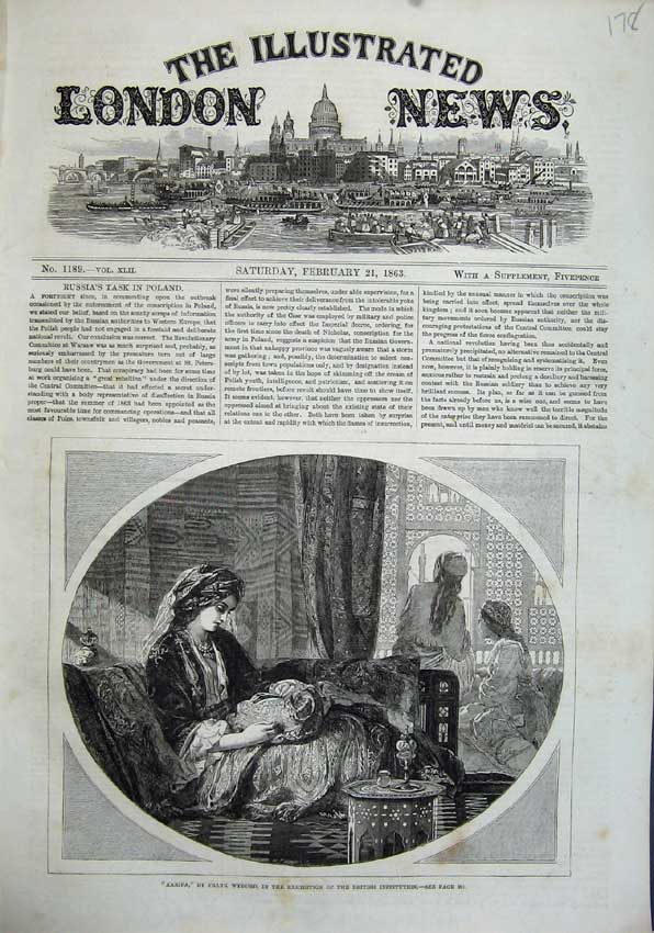 Old Antique Print 1863 Xarifa Indian Woman Sitting Frank Wyburd Fine Art 19th