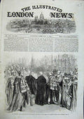 Original Old Antique Print 1863 Prince Wales Oaths Peer Realm Table House Lords