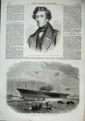 Original Old Antique Print 1863 Richard Green Shipowner Dublin Yacht Alexandra