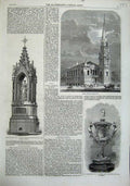 Old Antique Print Park Church Highbury 1863 Drinking Fountain Cup Brown 19th