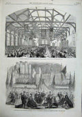 Original Old Antique Print 1863 Christmas Dinner School Albion Chapel Edinburgh