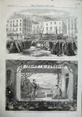 Original Old Antique Print 1863 Christ Church Naples Egyptian Hall Piccadilly