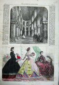 Old Antique Print 1863 Paris Fashion Dresses Chapel St John White Tower 19th