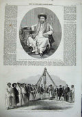Original Old Antique Print 1863 Jugonnath Sunkersett Museum Bombay Frere Stone