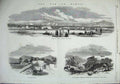 Original Old Antique Print War Mexico 1863 Puebla Palmar Street French Convoy