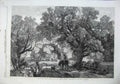 Original Old Antique Print 1863 Waning Year Hulme Country Man Horse Dog Trees