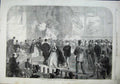 Original Old Antique Print 1863 Morning Rehearsal Majesty Theatre Men Women