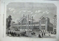 Old Antique Print 1863 Faáade New Northern Railway Station Paris Horses 19th