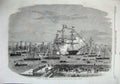 Antique Old Print 1863 Liverpool River Mersey H. M. S Majestic Ship Salute 19th