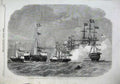 Old Antique Print 1863 Princess Wales Squadron Ship Saluting Royal Yacht 19th
