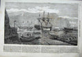 Original Old Antique Print 1863 Canadian Lumber Trade Timber Coves Quebec Ships