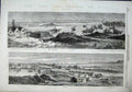 Old Antique Print 1863 Town Harbour Suez Buildings Burial Ground Attaka 19th