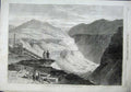 Original Old Antique Print 1863 Suez Canal Works Excavations El-Girsh Mountains