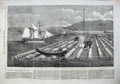 Original Old Antique Print 1863 Canadian Lumber Trade Raft St Lawrence Andrews