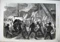 Old Antique Print 1863 Casting Large Cylinder Canal Ironworks Poplar Men 19th