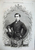 Original Old Antique Print 1863 Portrait His Royal Highness Prince Alfred Man