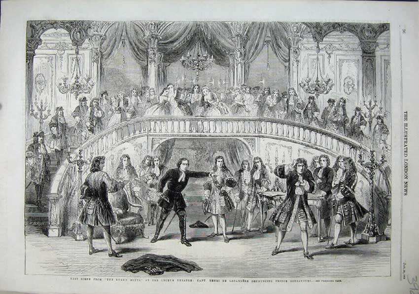 Old Antique Print Duke'S Motto Lyceum Theatre 1863 Henri Lagardere Prince 19th