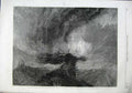 Original Old Antique Print 1863 Snowstorm Steam-Boat Signals Stormy Sea Turner