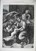 Original Old Antique Print 1863 Holy Family Gobelins Tapestry Raphael Napoleon