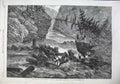 Old Antique Print 1863 Canadian Lumber Trade Clearing Jam River Waterfall 19th