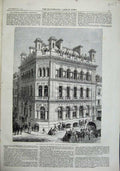 Old Antique Print 1863 Offices National Provident Institution Eastcheap 19th