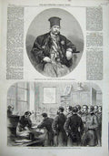 Original Old Antique Print 1863 Demetrios Boulgaris Greek Government Consulate