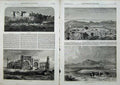 Old Antique Print Heart 1863 Bridge River Herirood Citadel Ruins Masella 19th