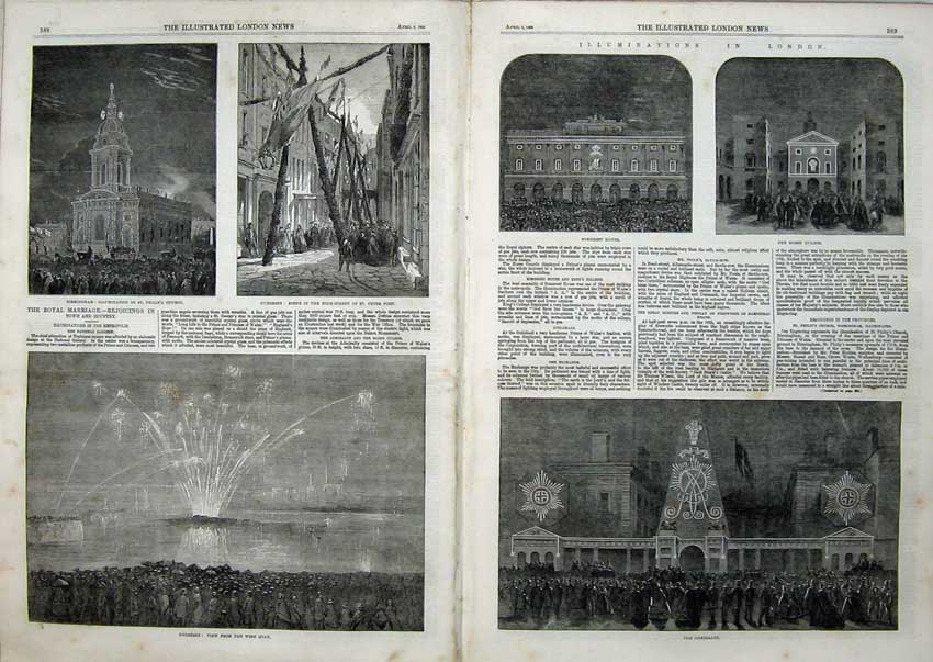 Antique Old Print 1863 Royal Wedding Prince Wales Guildhall Exchange Deal 19th