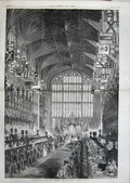 Original Old Antique Print 1863 Royal Wedding Choir St George'S Chapel Church