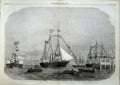 Antique Old Print 1863 Victoria Albert Ships Princess Alexandra Gravesend 19th