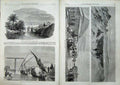 Original Old Antique Print 1863 Suez Canal Drawbridge Timsah Rue Chalet Camels