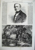 Original Old Antique Print Portrait Harding Painter 1863 Bridge Lake Hulme Art
