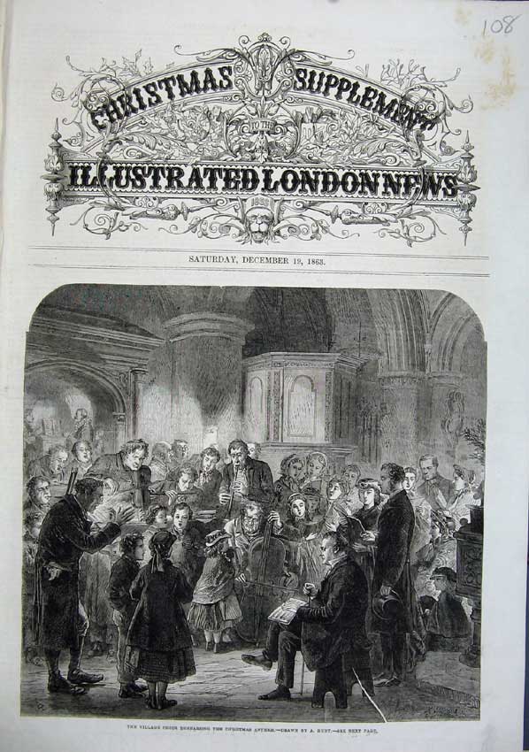 Old Antique Print 1863 Village Choir Rehearsing Christmas Anthem Fine Art 19th