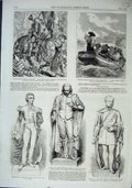 Original Old Antique Print 1863 Statue Peel Harvey Duke Richmond Cavaliers Boat