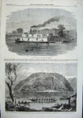 Old Antique Print 1863 Lady Daly Australian Ship War Zealand Redoubt Boat 19th