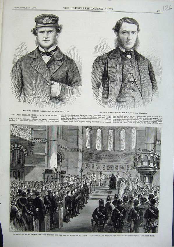 Old Antique Print 1863 George'S Church Chancellor Wilmot Josling Fine Art 19th
