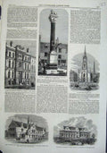 Old Antique Print 1863 Column Napier Saviour Church School Infant Sanawur 19th