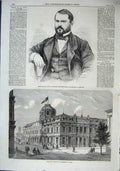 Old Antique Print 1863 Prince D'Auvergne French Ambassador Commerce Paris 19th