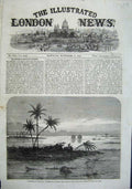 Old Antique Print 1863 River Nile Flood Remains Village Tautah Fine Art 19th