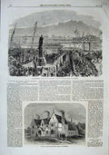 Original Old Antique Print 1863 Statue Prince Consort Guernsey Siers Aldershot