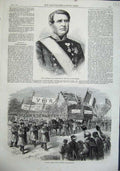 Original Old Antique Print 1863Count Sponneck Greeks Harvest Home Swallowfield