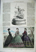 Original Old Antique Print Paris Fashion 1863 Doncaster Cup Horse Racing Sport