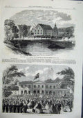 Old Antique Print 1863 Fortescue Memorial Exeter Kranichstein Louis Hesse 19th