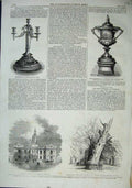 Old Antique Print 1863 Townhall Inverury Scotland Henre'S Oak Windsor Cup 19th